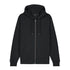 Front view flat lay of women’s black organic cotton brushed heavyweight 350GSM zip up sweatshirt – Louvóre athleisure apparel